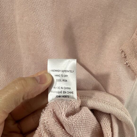 LoveShackFancy Pink Distressed Wash Ruffle Sweatshirt Womens Size S Feminine - Picture 10 of 13